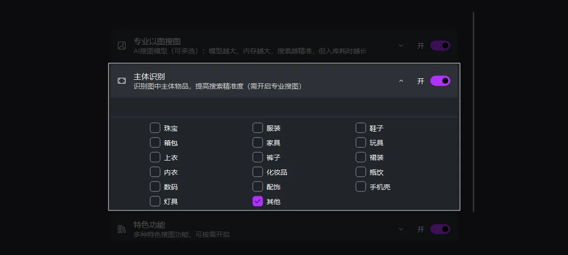 主体识别设置