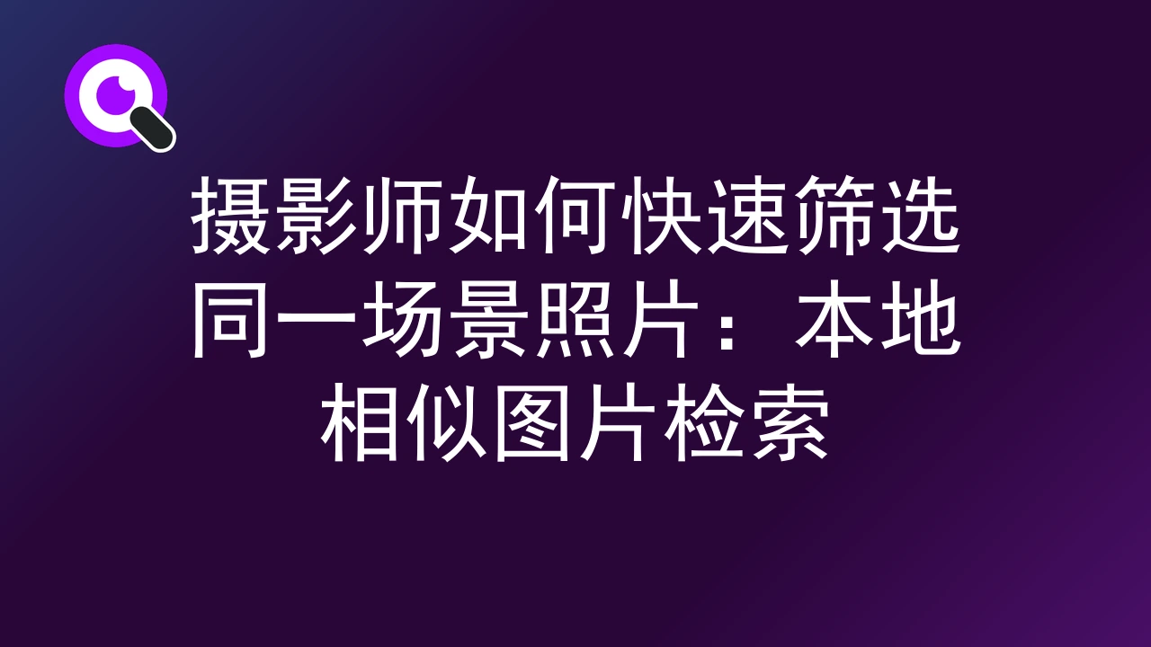 摄影师如何快速筛选同一场景照片：本地相似图片检索